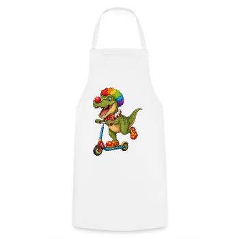 Cute Dino T-Rex Clown on Roller - Cooking Apron - white - Front - AI Model Male 185 dark (185cm)