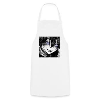 Dunkler Manga-Schrecken mit Blautönen - Kochschürze - Weiß - Vorne - AI Model Male 185 dark (185cm)