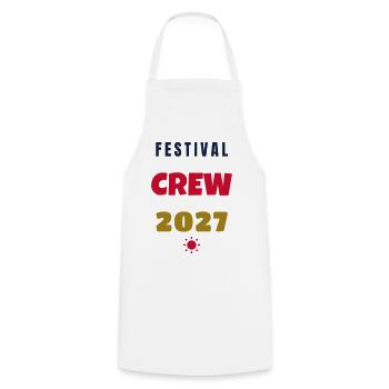 Festival Crew 2027 Squad Gruppe Outfit - Kochschürze - Weiß - Vorne - AI Model Male 185 dark (185cm)