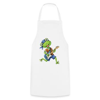 Frosch mit Gitarre  Musikfrosch - Kochschürze - Weiß - Vorne - AI Model Male 185 dark (185cm)