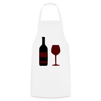 Wein Weinflasche mit Weinglas weinrot Geschenk  - Kochschürze - Weiß - Vorne - AI Model Male 185 dark (185cm)