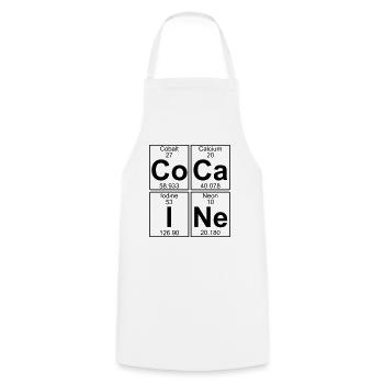 Co-Ca-I-Ne (cocaine) - Full - Cooking Apron - white - Front - AI Model Male 185 dark (185cm)