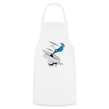Winter holiday ski downhill funny comic - Cooking Apron - white - Front - AI Model Male 185 dark (185cm)