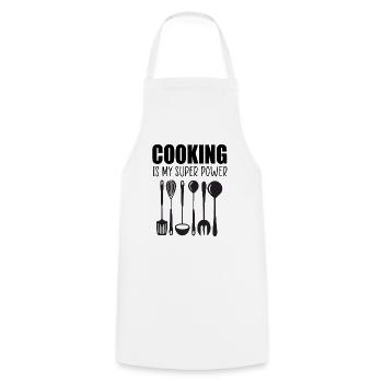 Kochen ist meine Superkraft lustiges Zitat - Kochschürze - Weiß - Vorne - AI Model Male 185 dark (185cm)