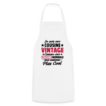 cousine vintage / cadeau humour cousine - Tablier de cuisine - blanc - Devant - AI Model Male 185 dark (185cm)
