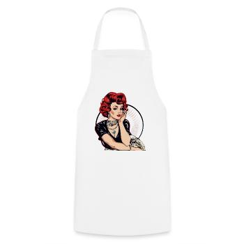 Pin up from the 60s - Cooking Apron - white - Front - AI Model Male 185 dark (185cm)
