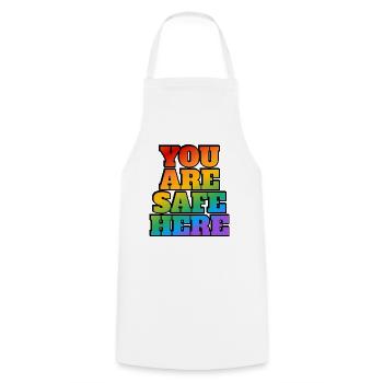 LGBT safe space You are safe here - Cooking Apron - white - Front - AI Model Male 185 dark (185cm)