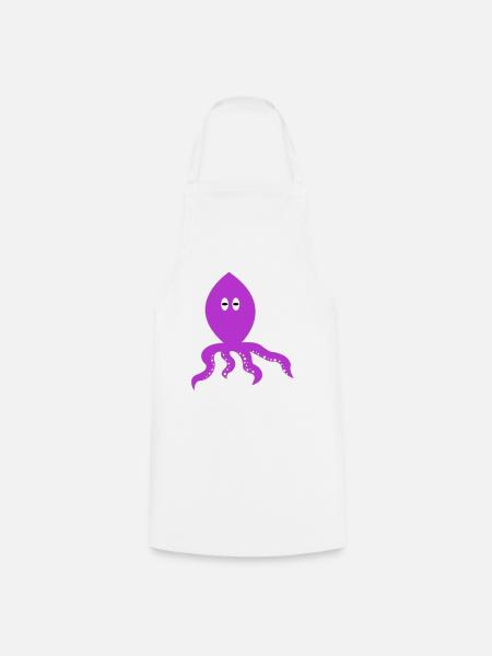 thinking squid - Cooking Apron - white