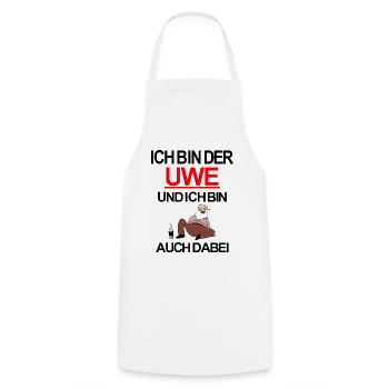 Ich bin der Uwe und ich bin auch dabei - Kochschürze - Weiß - Vorne - AI Model Male 185 dark (185cm)