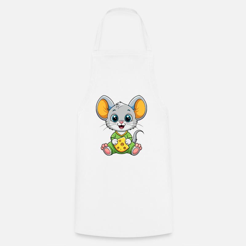 Cheese Loving Mouse - Cooking Apron - white