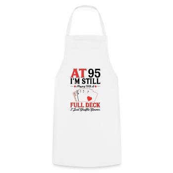 Jeux de cartes de jeu – 95e anniversaire - Tablier de cuisine - blanc - Devant - AI Model Male 185 dark (185cm)