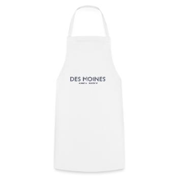 USA City Coordinates - Des Moines - Cooking Apron - white - Front - AI Model Male 185 dark (185cm)