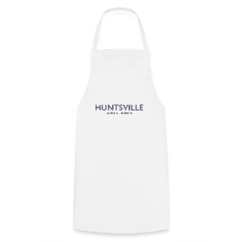 USA City Coordinates - Huntsville - Cooking Apron - white - Front - AI Model Male 185 dark (185cm)