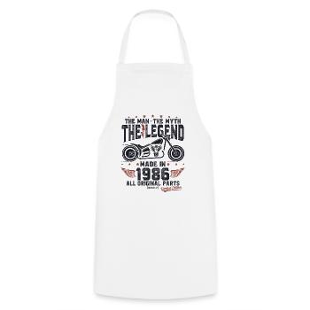 1986 Vintage Man Myth Legend Motorcycle - Cooking Apron - white - Front - AI Model Male 185 dark (185cm)