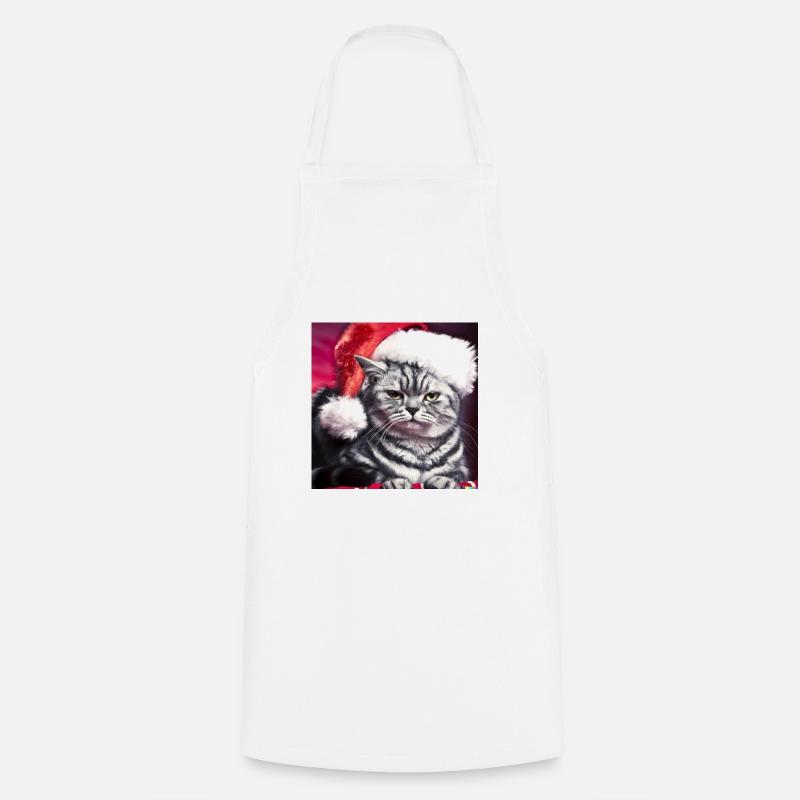 Chat de Noël - Tablier de cuisine - blanc