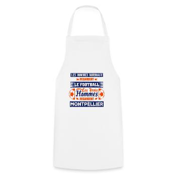 les vrais hommes regardent MONTPELLIER fans club - Tablier de cuisine - blanc - Devant - AI Model Male 185 dark (185cm)