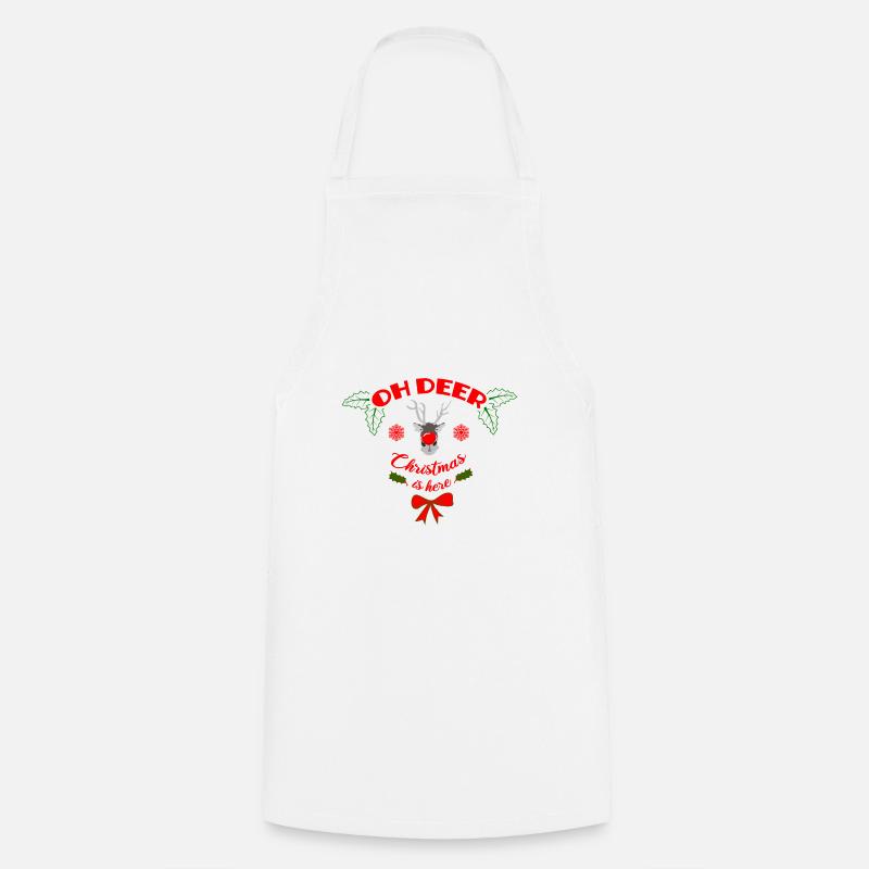 oh deer christmas is here - Cooking Apron - white