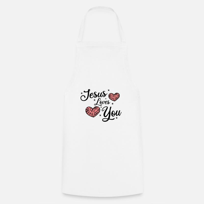 Jésus vous aime - Tablier de cuisine - blanc