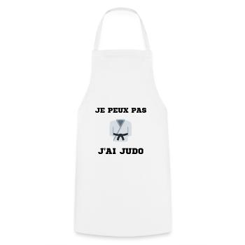 Je peux pas j'ai Judo Judoka Ceinture Noir - Tablier de cuisine - blanc - Devant - AI Model Male 185 dark (185cm)