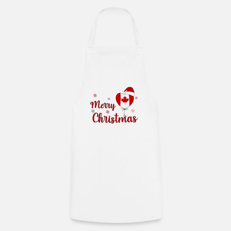 Joyoux Noël Drapeau Canada Coeur - Tablier de cuisine - blanc