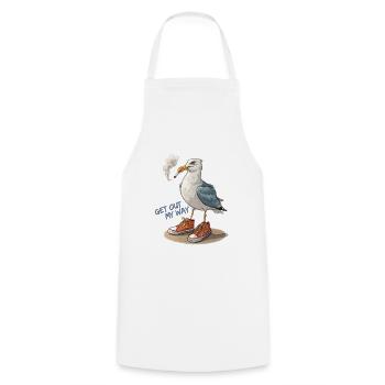 Seagull - Get out my Way - Cooking Apron - white - Front - AI Model Male 185 dark (185cm)