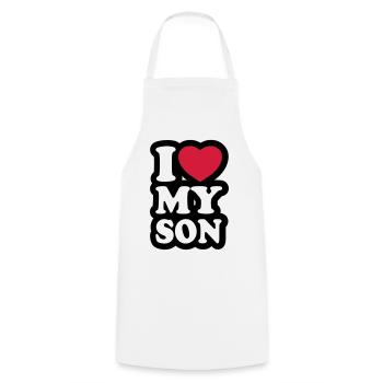 I love my son - Cooking Apron - white - Front - AI Model Male 185 dark (185cm)