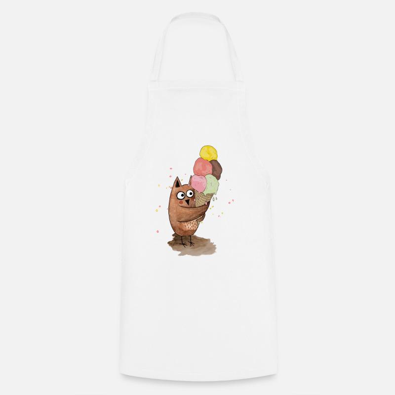 Eule mit riesigem Eis - Kochschürze - Weiß