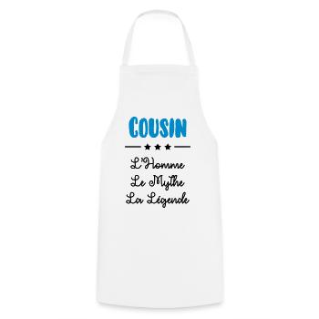 Cousin - Cousine - Famille - Naissance - Bébé - Cooking Apron - white - Front - AI Model Male 185 dark (185cm)
