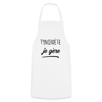 T'inquiète Je Gère - Tablier de cuisine - blanc - Devant - AI Model Male 185 dark (185cm)