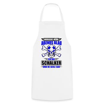 Müde, Blau, Schalker, Geile Sau | Farbe änderbar - Kochschürze - Weiß - Vorne - AI Model Male 185 dark (185cm)