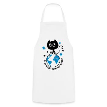 Chat noir mignon humour, pour dire je t'aime ! - Tablier de cuisine - blanc - Devant - AI Model Male 185 dark (185cm)