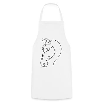 Esquisse du cheval noir - Tablier de cuisine - blanc - Devant - AI Model Male 185 dark (185cm)