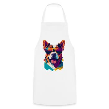 Pawsome Attitude: Retro Dog T-Shirt - Cooking Apron - white - Front - AI Model Male 185 dark (185cm)