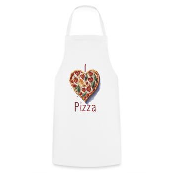 Ich liebe Pizza - Kochschürze - Weiß - Vorne - AI Model Male 185 dark (185cm)
