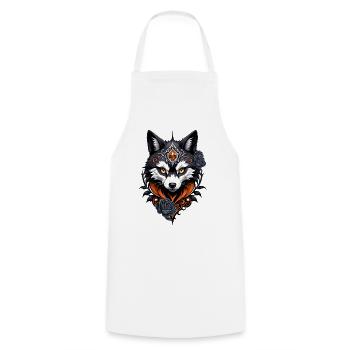 Majestic wolf's head, - Cooking Apron - white - Front - AI Model Male 185 dark (185cm)