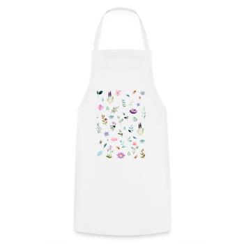 Watercolor Florals on Black - Cooking Apron - white - Front - AI Model Male 185 dark (185cm)