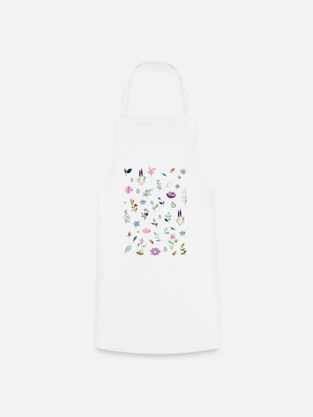 Aquarell Blumen auf Schwarz - Kochschürze - Weiß