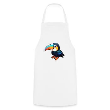 Toucan de dessin animé cool - Tablier de cuisine - blanc - Devant - AI Model Male 185 dark (185cm)
