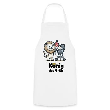 Löwe am Grill mit Krone - Kochschürze - Weiß - Vorne - AI Model Male 185 dark (185cm)