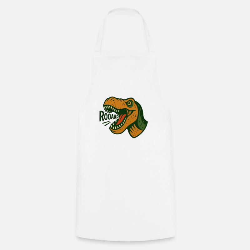 T-Rex head with loud roar - Cooking Apron - white