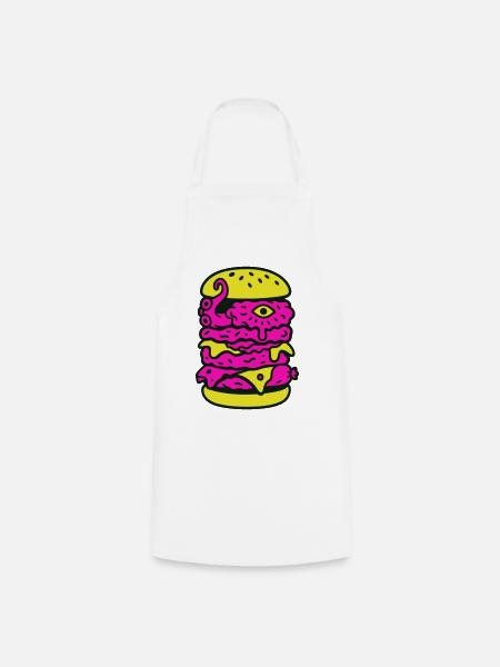 Monsterburger im Pop-Art Stil - Kochschürze - Weiß