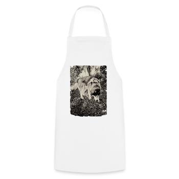 Husky in the forest in black and white - Cooking Apron - white - Front - AI Model Male 185 dark (185cm)
