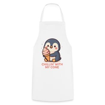 Niedlicher Pinguin mit Eistüte Design - Cooking Apron - white - Front - AI Model Male 185 dark (185cm)