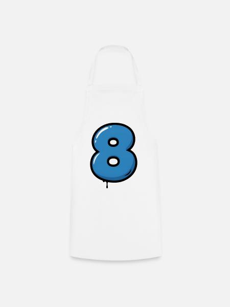 Blauer Zahl 8 Ballon Illustration - Kochschürze - Weiß