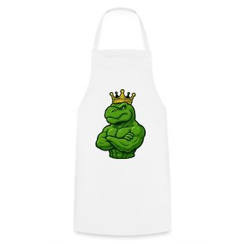 Dinosaure T-Rex fort avec couronne confiante - Tablier de cuisine - blanc - Devant - AI Model Male 185 dark (185cm)