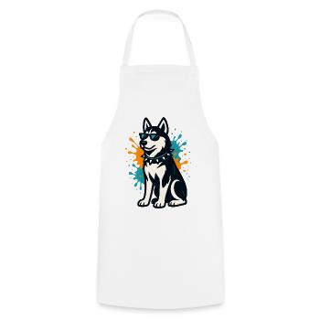 Siberian Husky im Spray-Graffiti mit Sonnenbrille - Kochschürze - Weiß - Vorne - AI Model Male 185 dark (185cm)