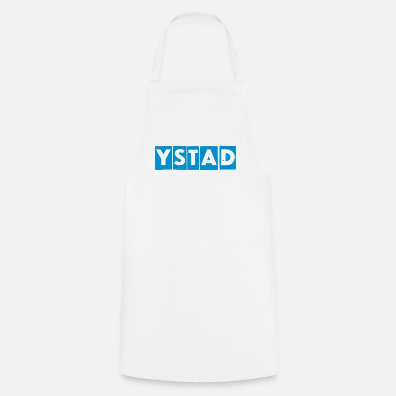 Ystad – Conception de texte bleu - Tablier de cuisine - blanc