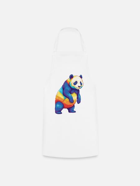 Buntes Panda-Regenbogen-Pop-Art-Aquarell - Kochschürze - Weiß