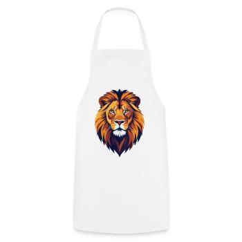 Illustration de la puissante tête de lion Motif de tête de lion - Tablier de cuisine - blanc - Devant - AI Model Male 185 dark (185cm)