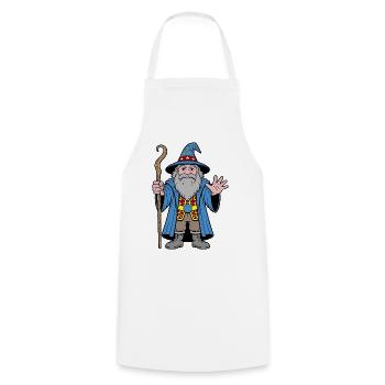 Cosmic Wizard in Starry Hat - Cooking Apron - white - Front - AI Model Male 185 dark (185cm)